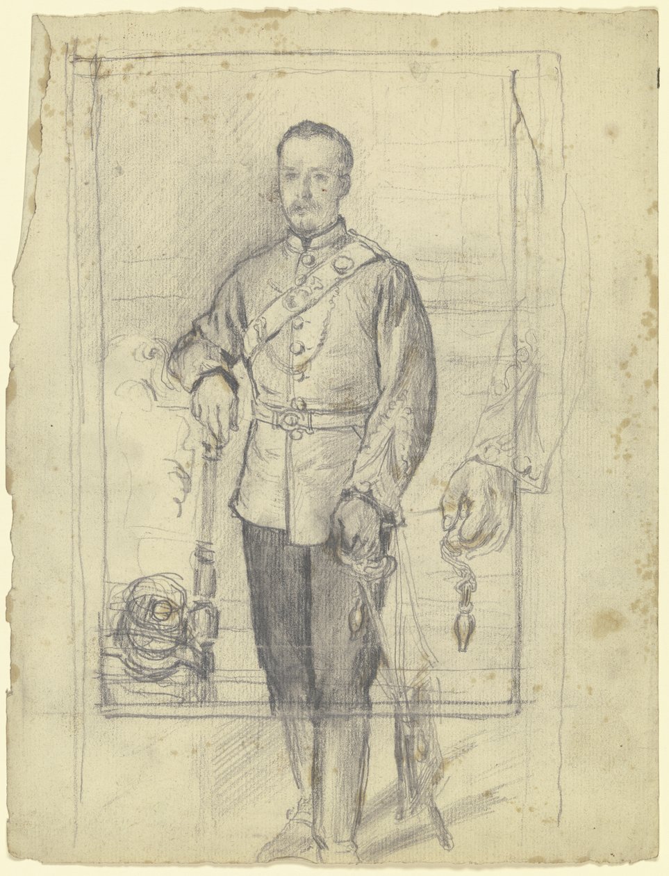 Portrait of a Man in Uniform by Otto Scholderer