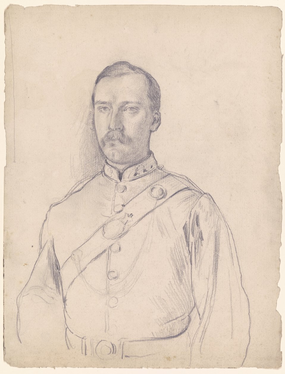 Portrait of a Man in Uniform, Half Figure by Otto Scholderer