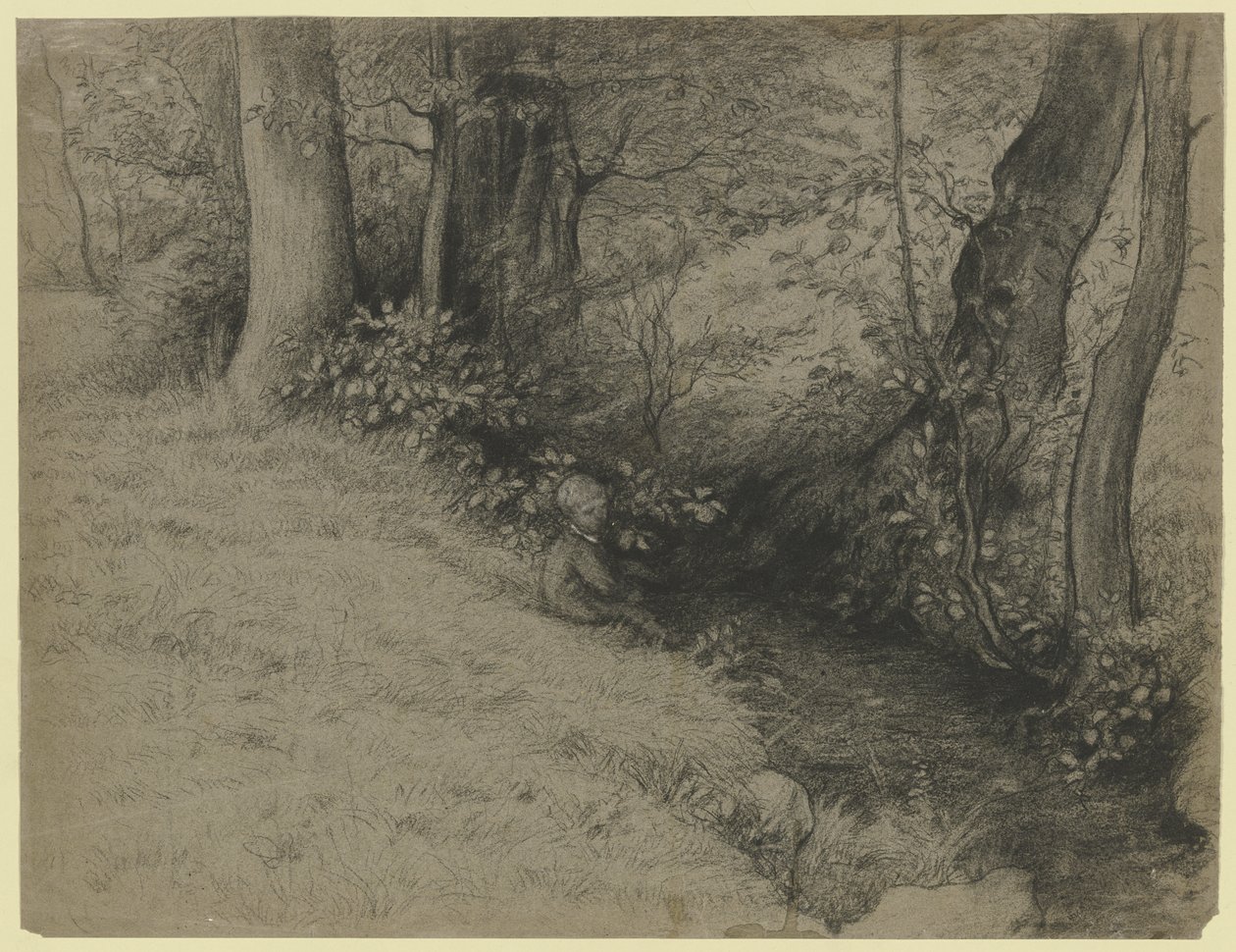 Brook Landscape with Boys by Otto Scholderer