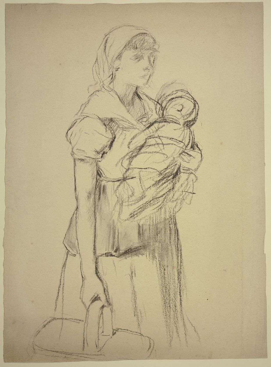 Farmwoman with Child by Otto Scholderer
