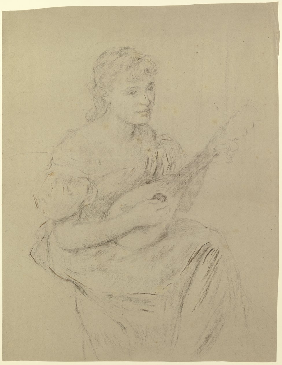 Young Woman Playing Mandolin (