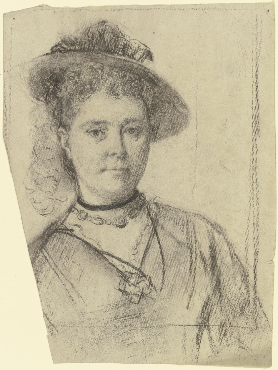 Portrait of a Lady with a Hat by Otto Scholderer