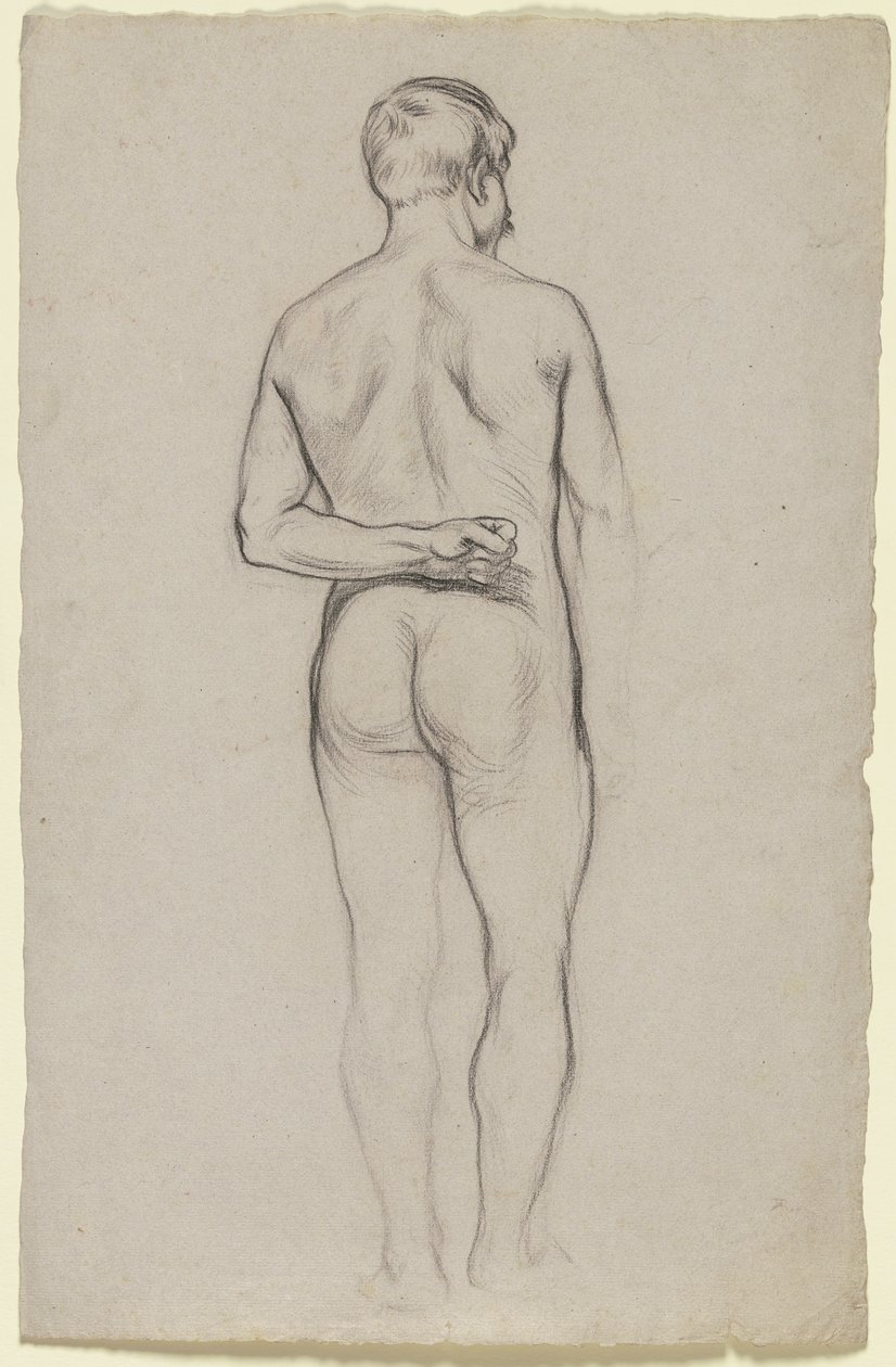 Standing Male Nude from the Back by Otto Scholderer