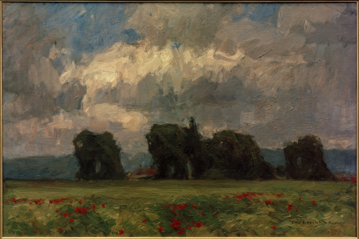 Dark Poplar Landscape with Poppies by Otto Ubbelohde