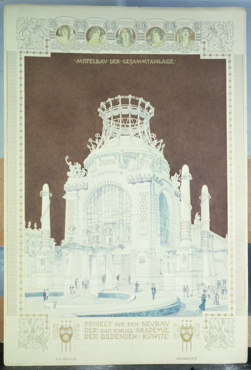 Academy of Fine Arts, Vienna, Design for the Hall of Honour by Otto Wagner