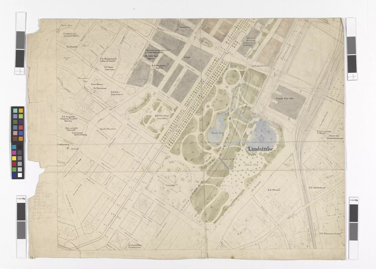 General Regulation Plan: Map Sheet Excerpt Eastern Part of the Inner City and the Ring Road, City Park and Central Market Hall by Otto Wagner