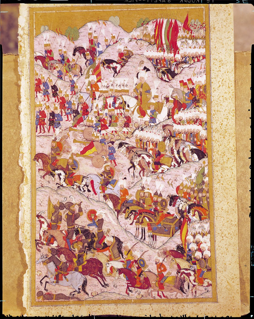 Suleyman the Magnificent at the Battle of Mohacs in 1526, from the 