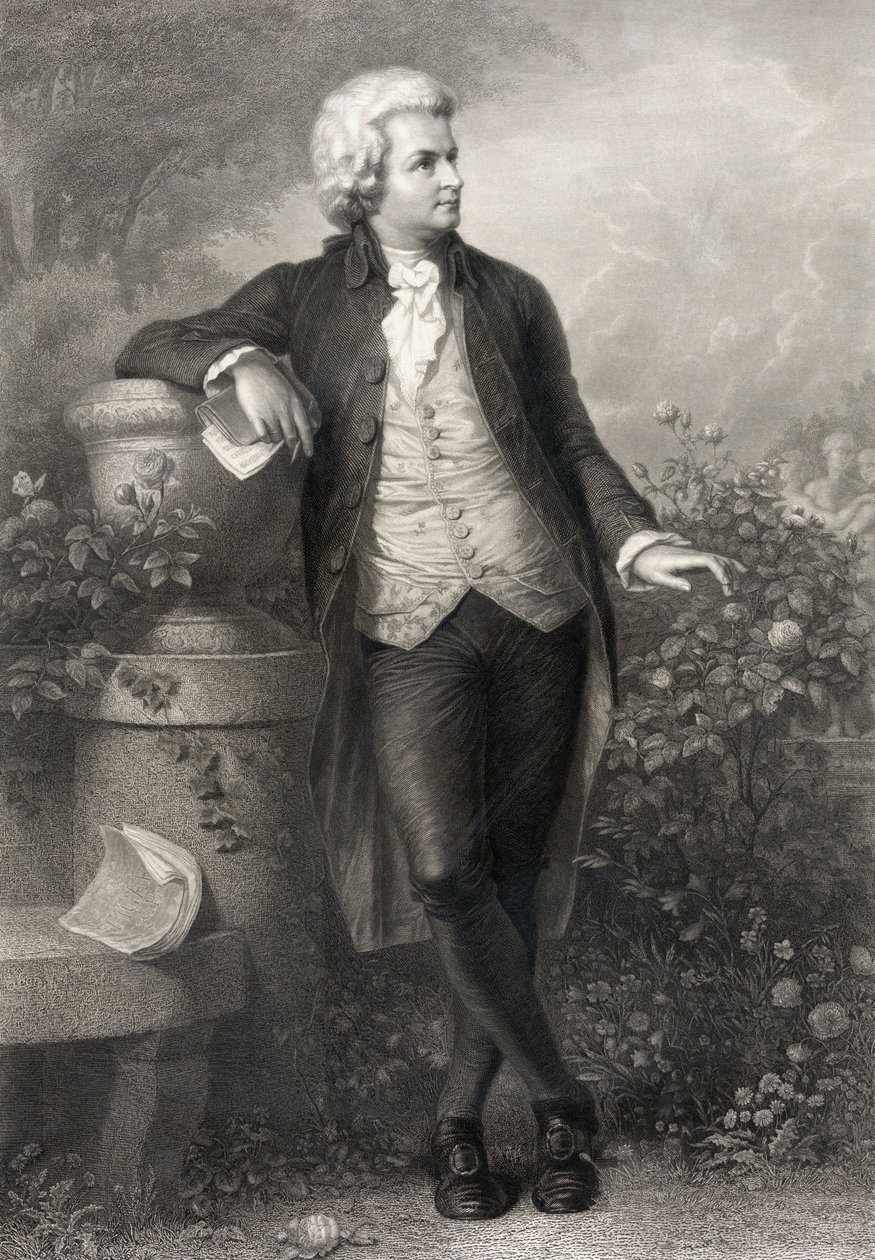 Wolfgang Amadeus Mozart, engraved by Paul Barfus by P. Schworer