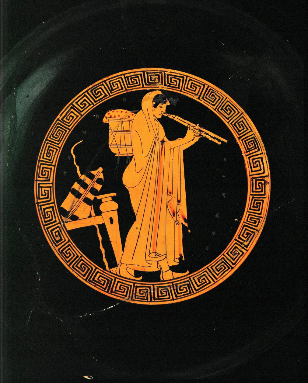 Aulete, a musician playing the aulos, a double flute by Painter Brygos