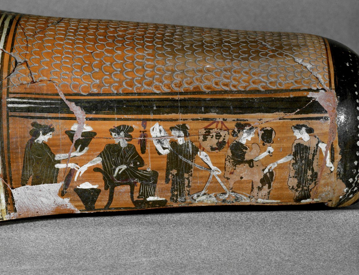 Onos or Epinetron, a Protective Groove from Hip to Knee Greek Women Used When Spinning Attributed to the Painter of Diosphos by Painter Diosphos