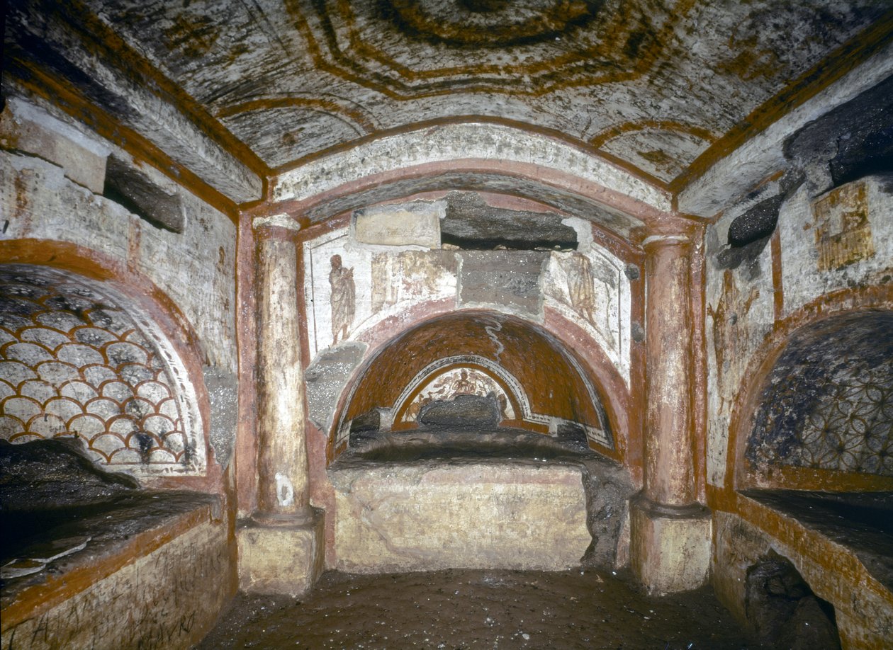 Early Christian Art: Catacombs of Domitilla, Cubicle of Orpheus, mid 3rd century by Paleo Christian