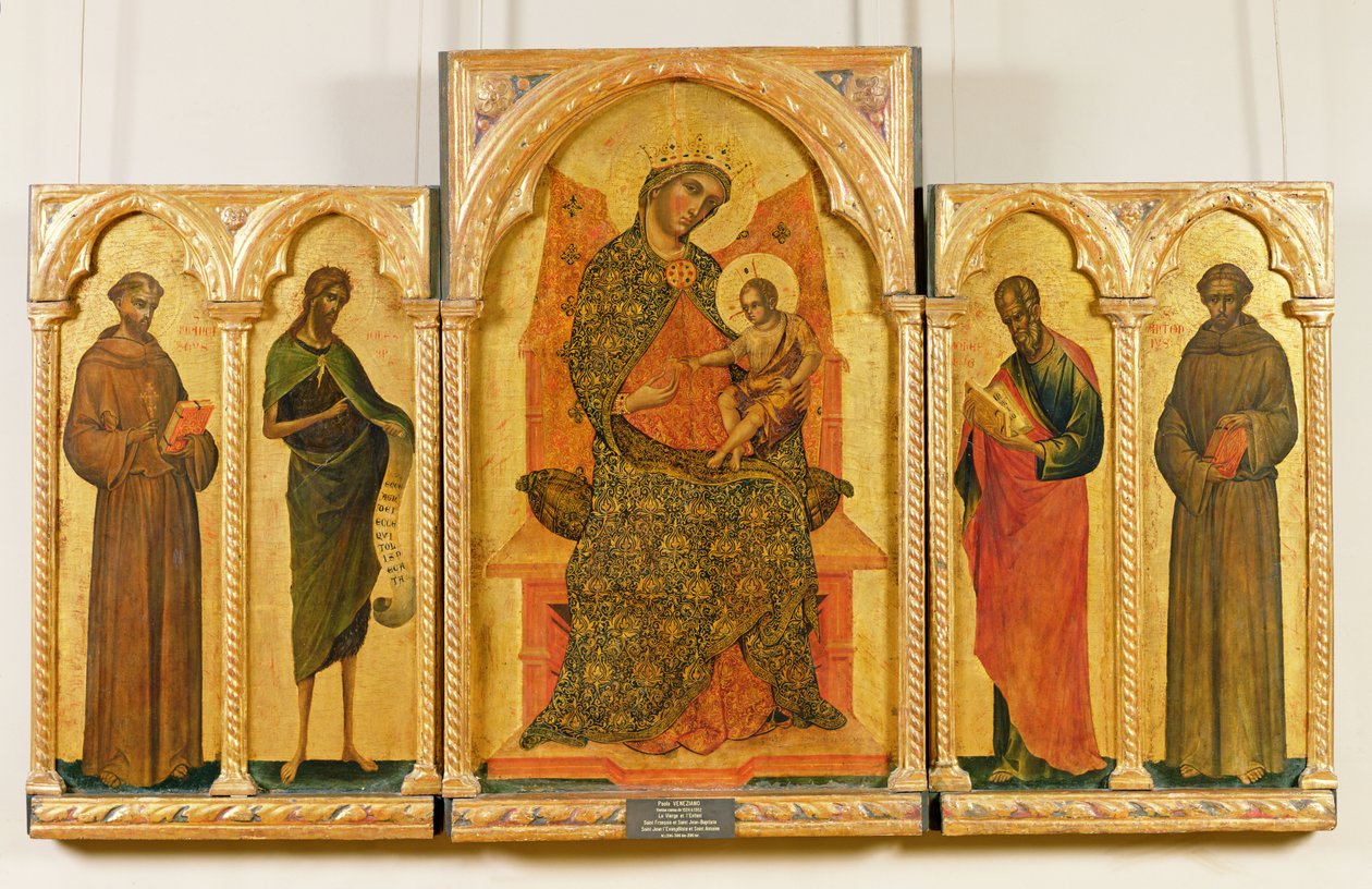 Virgin and Child with St. Francis, John the Baptist, St. John the Evangelist, St. Anthony of Padua, 1354 by Paolo Veneziano