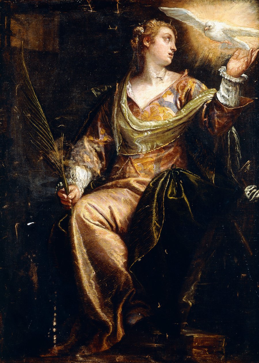 Saint Catherine of Alexandria in Prison, the Holy Ghost Above, c.1580s by Paolo (1528-88) Caliari