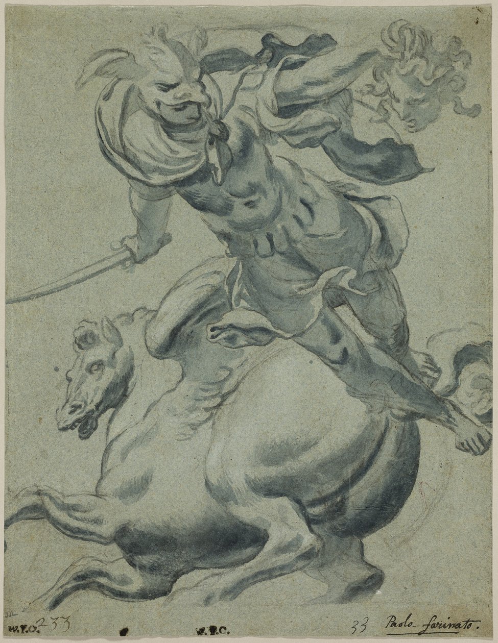 Perseus Holding the Head of Medusa, with Pegasus in the Background by Paolo Farinati
