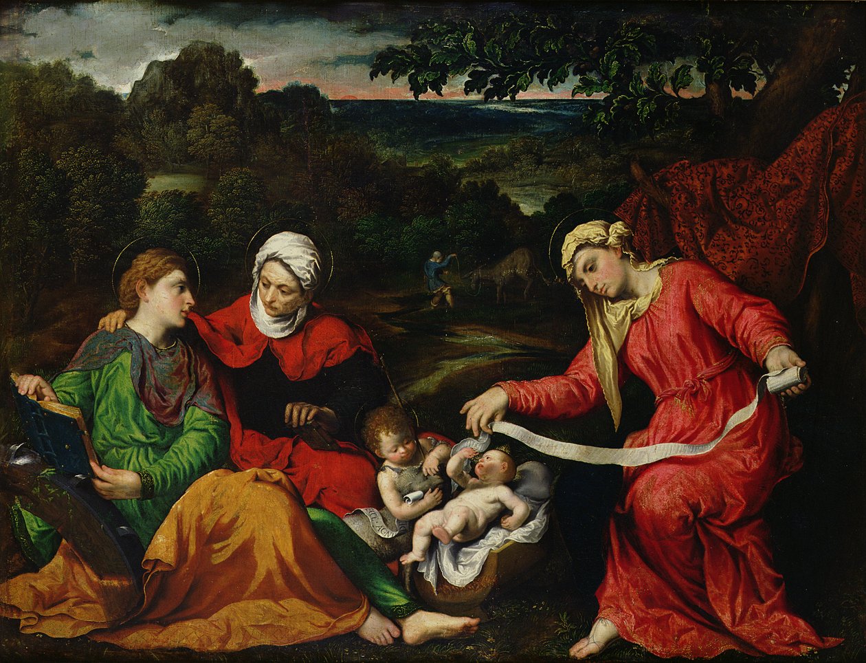 Rest on the Flight into Egypt with St. John the Baptist, St. Elizabeth and St. Catherine c.1545 by Paris Bordone