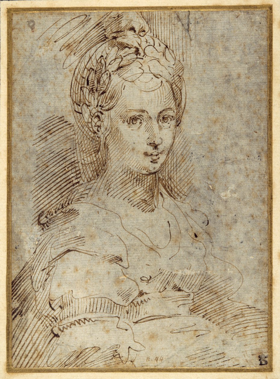 Half-length of a seated woman by Parmigianino