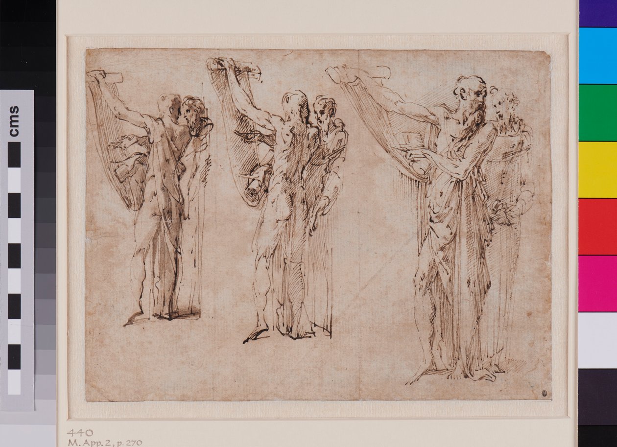 Three Studies of St Jerome and St Francis in Conversation by Parmigianino (1503-40)