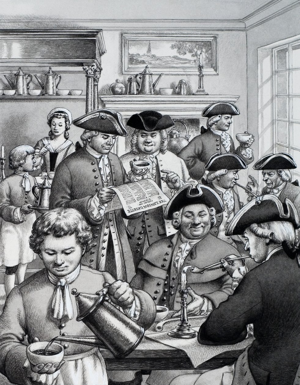 Typical London coffee house in the 18th century by Pat (1907 95) Nicolle