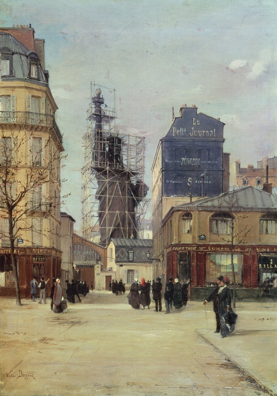 The Statue of Liberty, by Bartholdi, in the workshop of the Gayet foundry, Rue de Chazelles, before her departure for New York by Paul Joseph Victor Dargaud