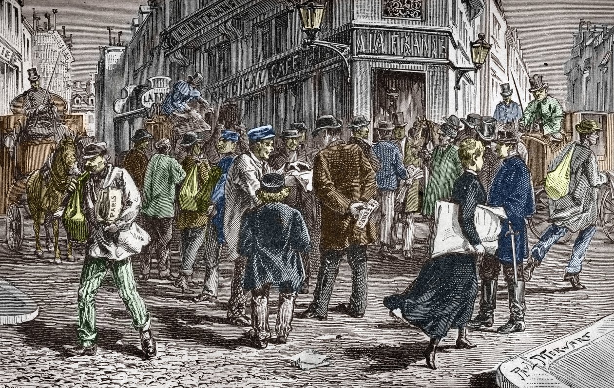 View of the Rue du Croissant in Paris, Seat of Many Newspapers by Paul (after) Merwart