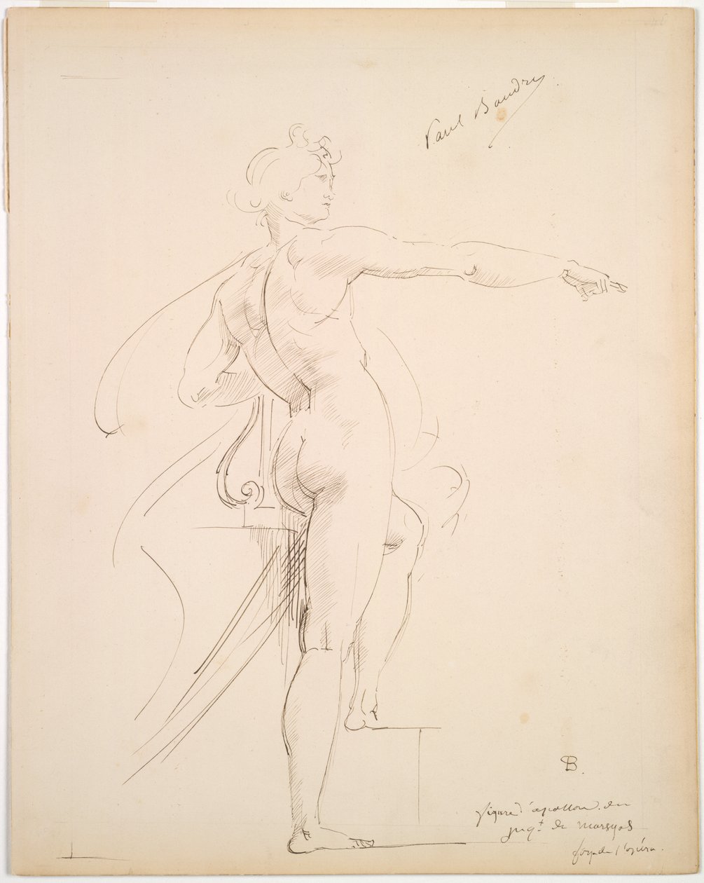 Study of Apollo for Marsyas (recto), Face in Profile (verso), late 1860s by Paul Baudry