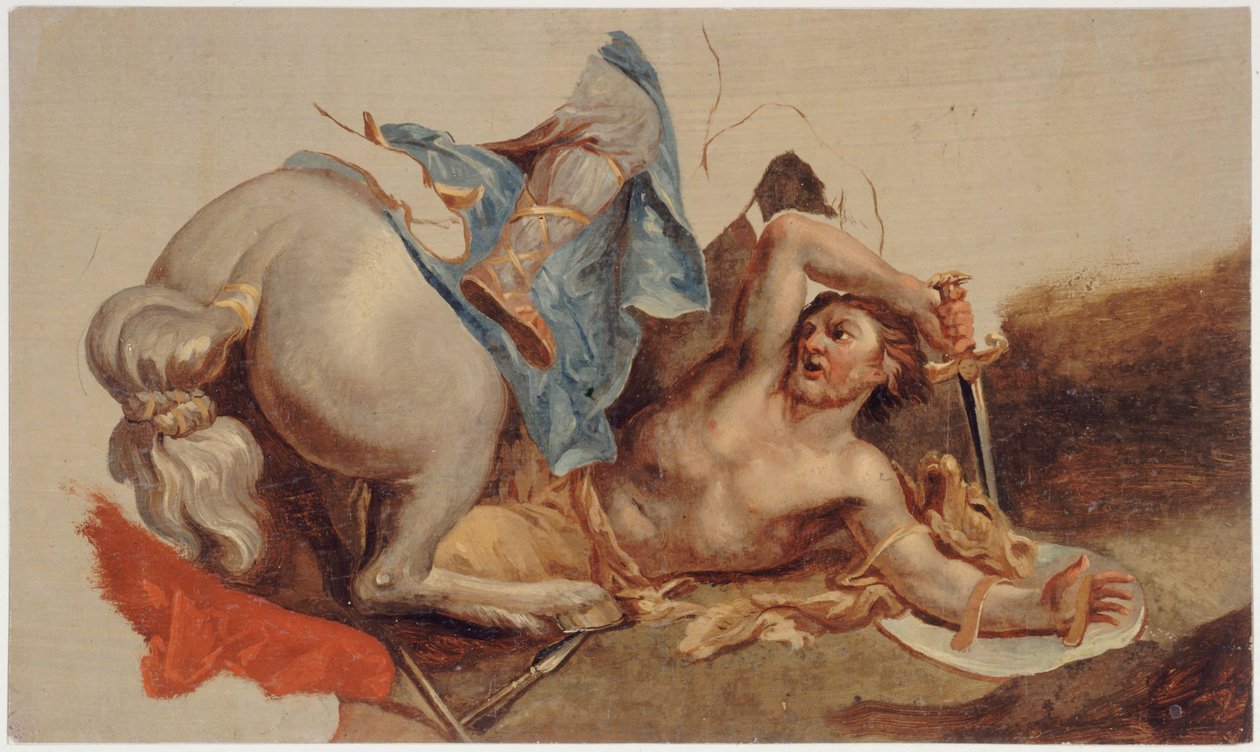 Study of a Fallen Horse and Rider, After Le Brun by Paul Baudry
