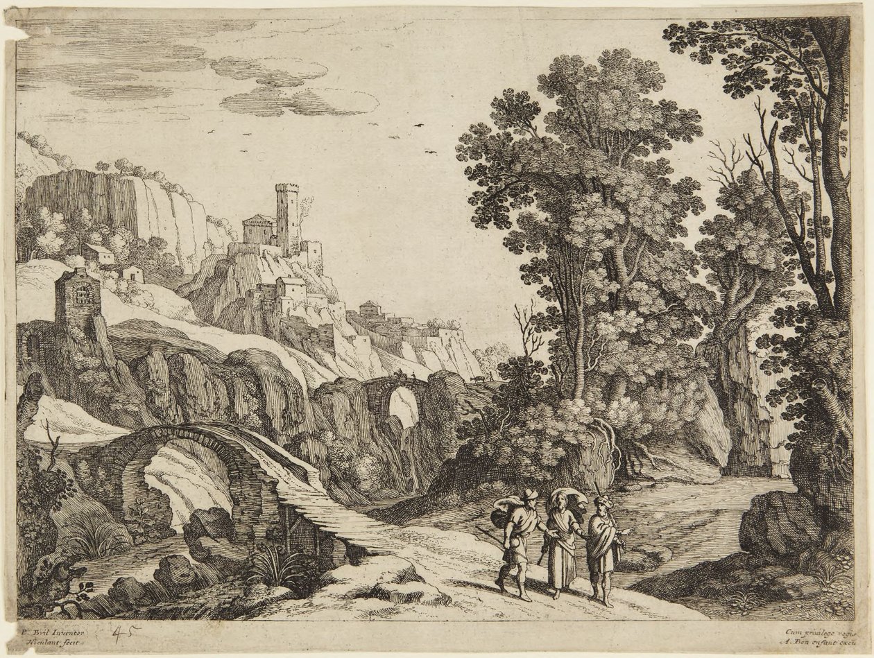 Three Men on Road by Paul Bril