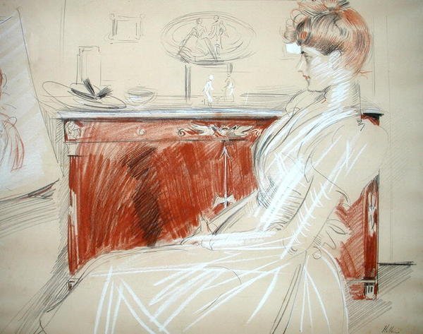 Madame Helleu in Her Salon, c.1900 by Paul Cesar Helleu