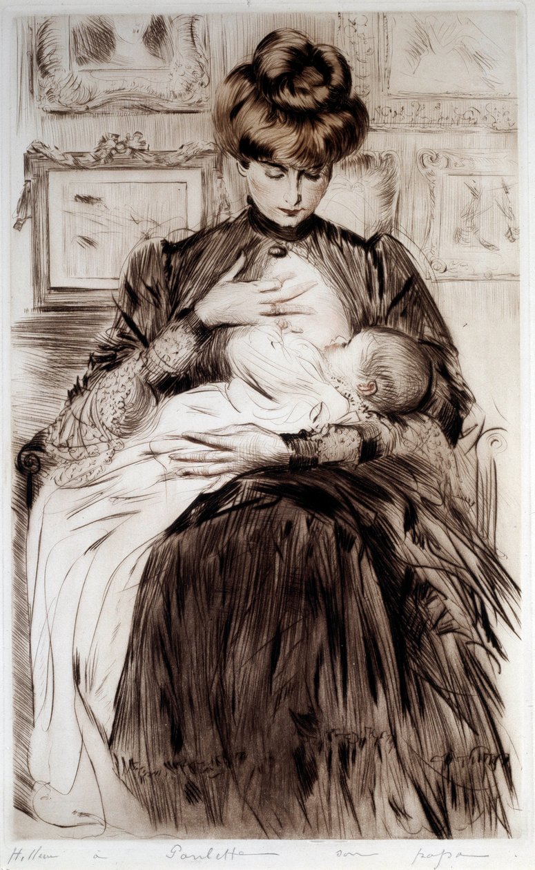 Maternity. Drawing by Paul Helleu (1859-1927), 20th century. Bayonne, Musee Bonnat by Paul Cesar Helleu