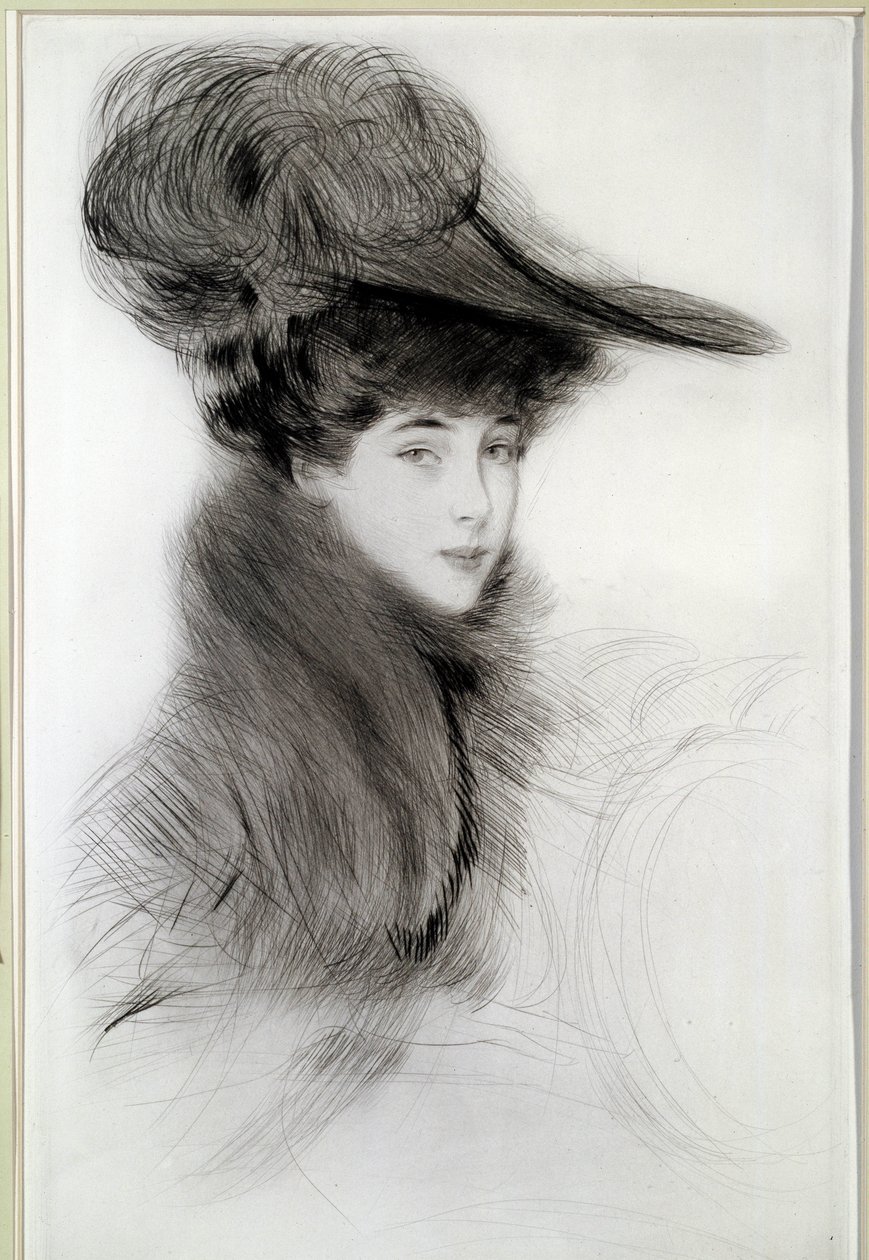 Portrait of the Duchess of Malborough. Drawing by Paul Helleu, 20th century. Bayonne, Musee Bonnat by Paul Cesar Helleu