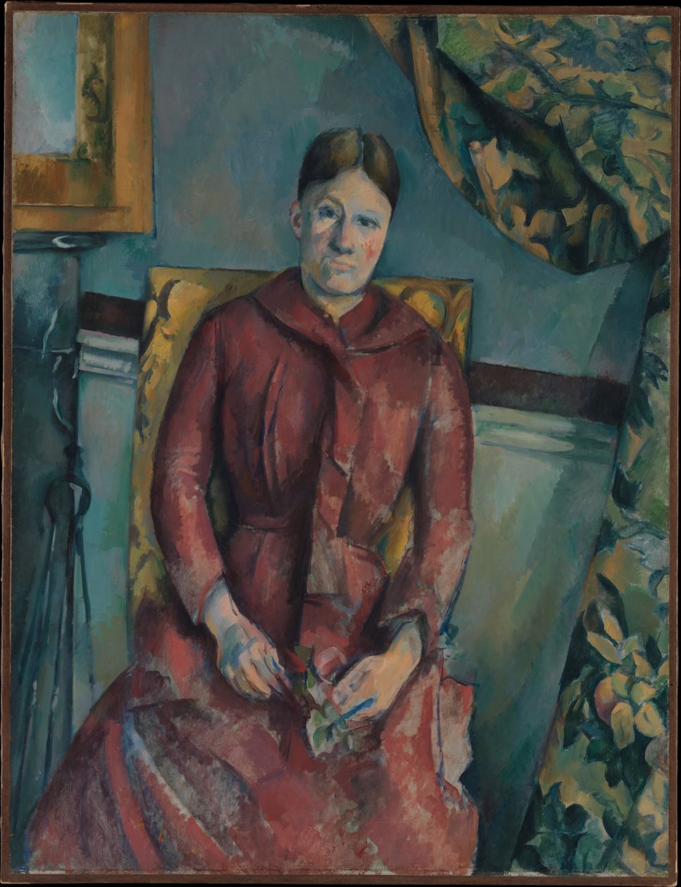 Madame Cézanne (Hortense Fiquet, 1850-1922) in a Red Dress by Paul Cézanne