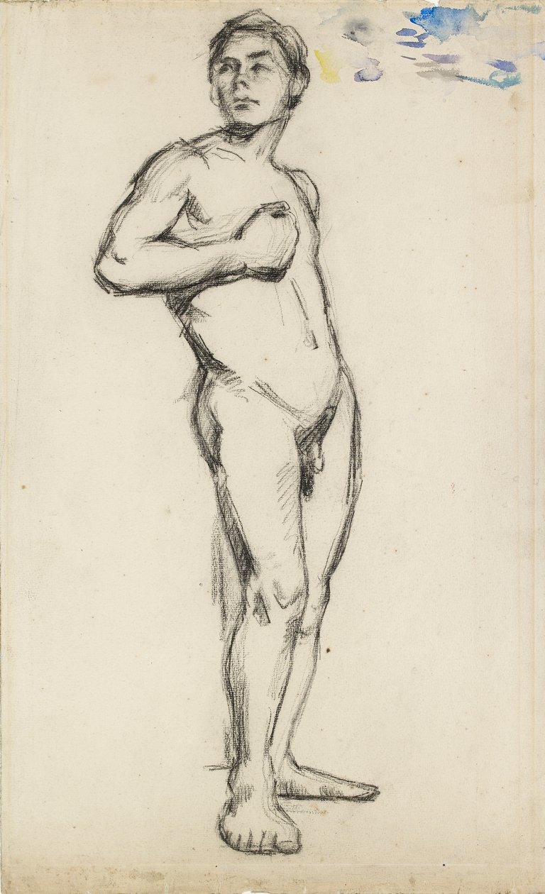 Academic Study of a Male Nude with His Right Hand Clenched Across His Chest by Paul Cézanne