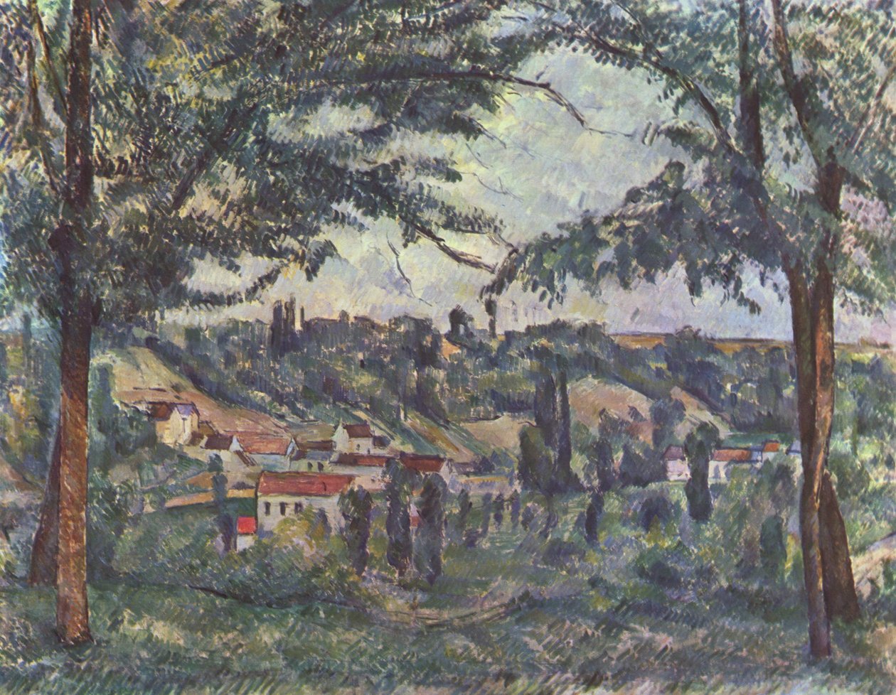 The Hamlet of Pâtis at Pontoise, Framed by Trees by Paul Cézanne