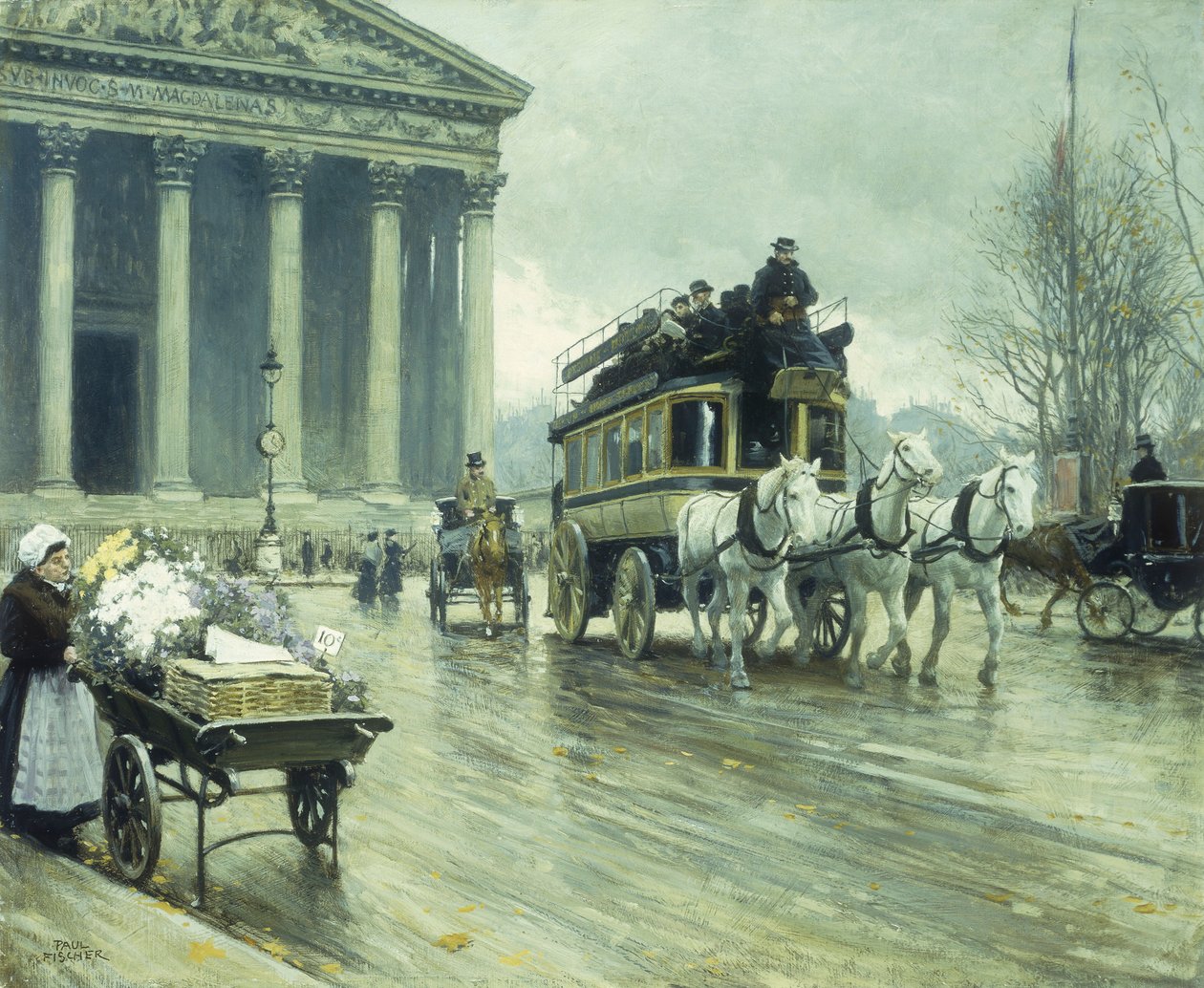 Le Boulevard a la Madeleine, Paris by Paul Fischer