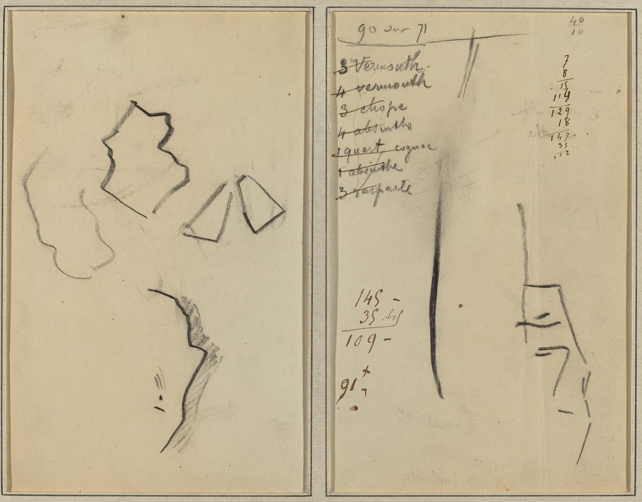 A Profile and Four Shapes; Sketch of a Man