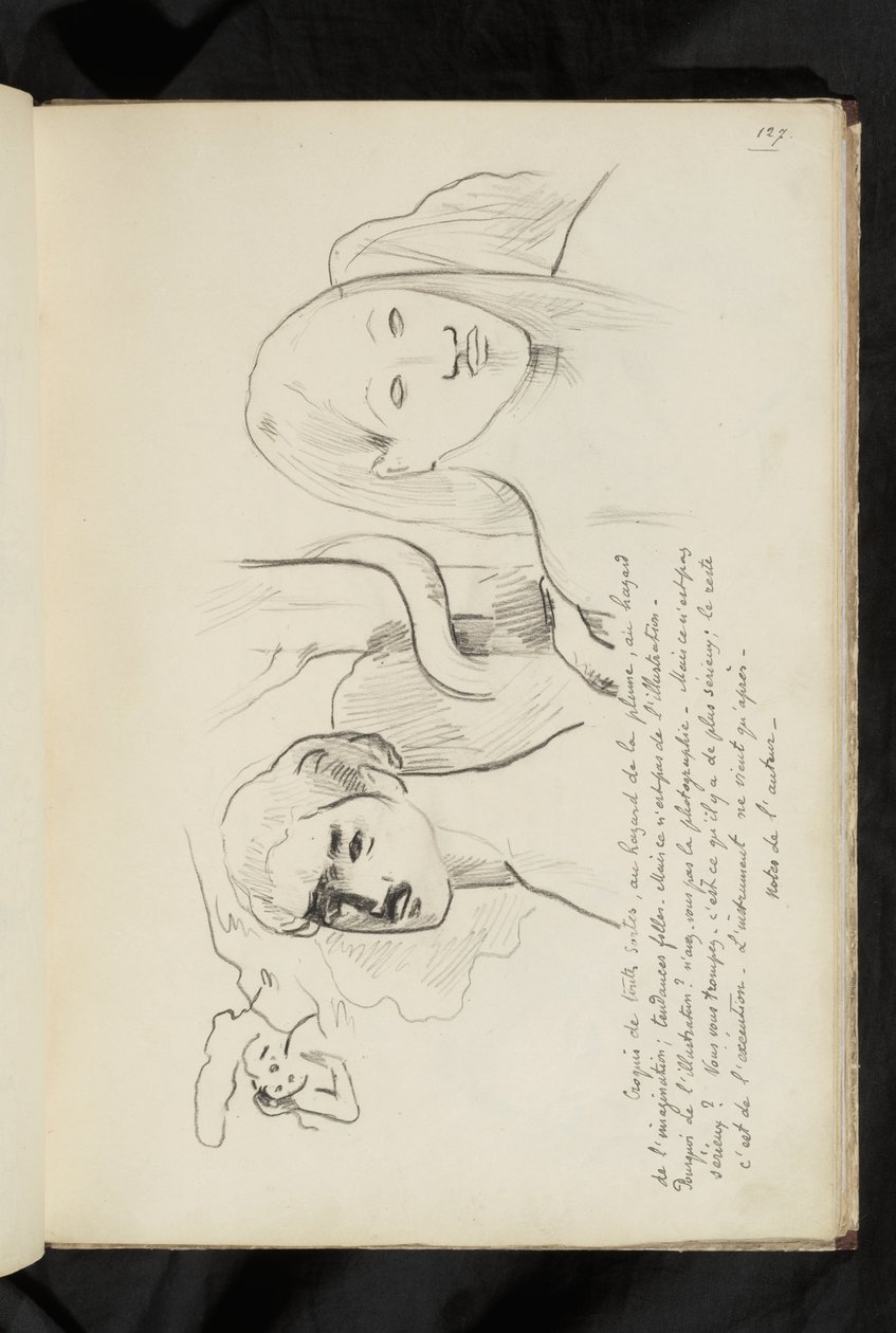Avant et après - text and drawing of Adam and Eve with the snake winding around the tree behind them by Paul Gauguin