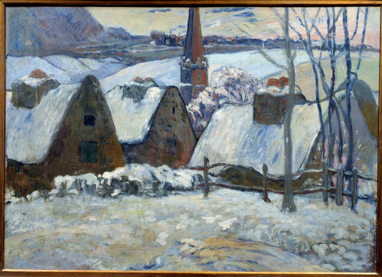 Breton Village Under Snow in 1894 by Paul Gauguin