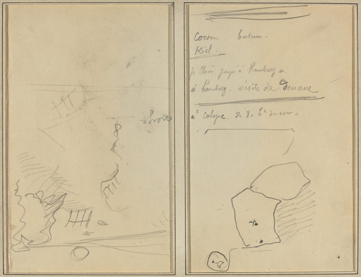 Head of a Monkey; Inventory of Bottles and Beverages by Paul Gauguin