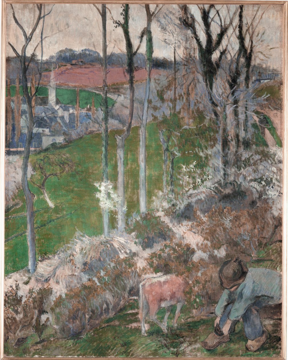 Winter. Little Breton Arranging His Clog by Paul Gauguin