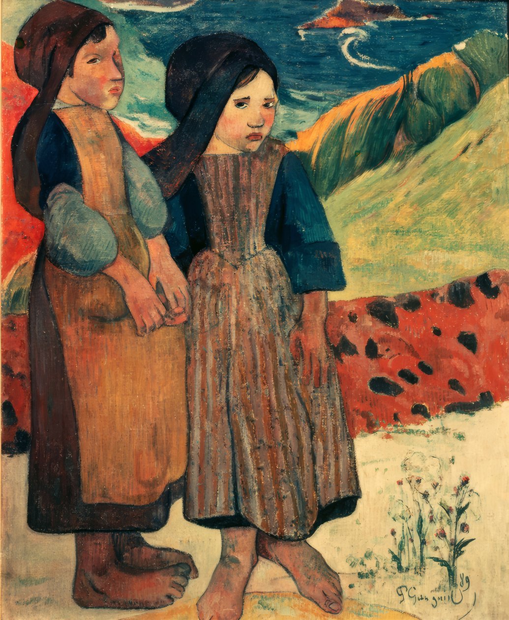 Little Breton Girls by the Sea by Paul Gauguin
