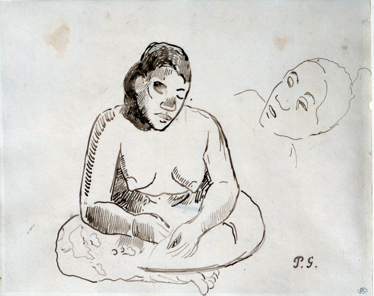 Tahitian Woman Sitting by Paul Gauguin