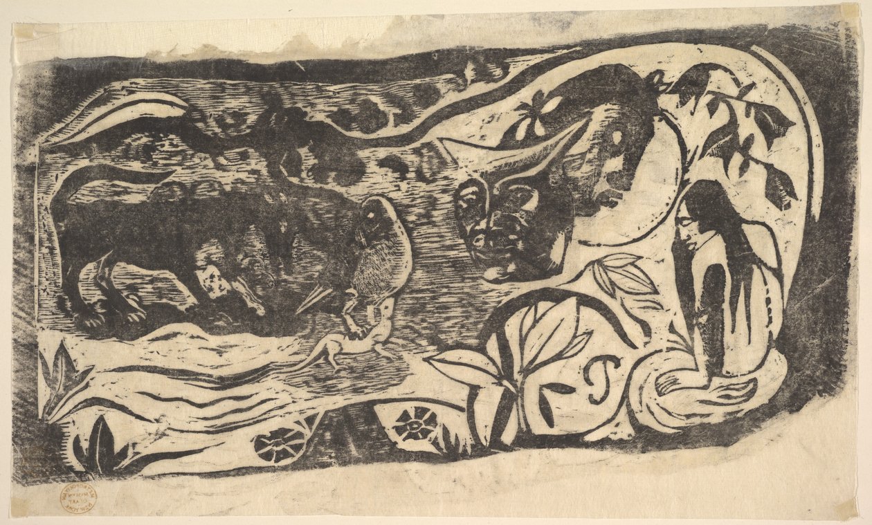 Woodcut with a Horned Head by Paul Gauguin