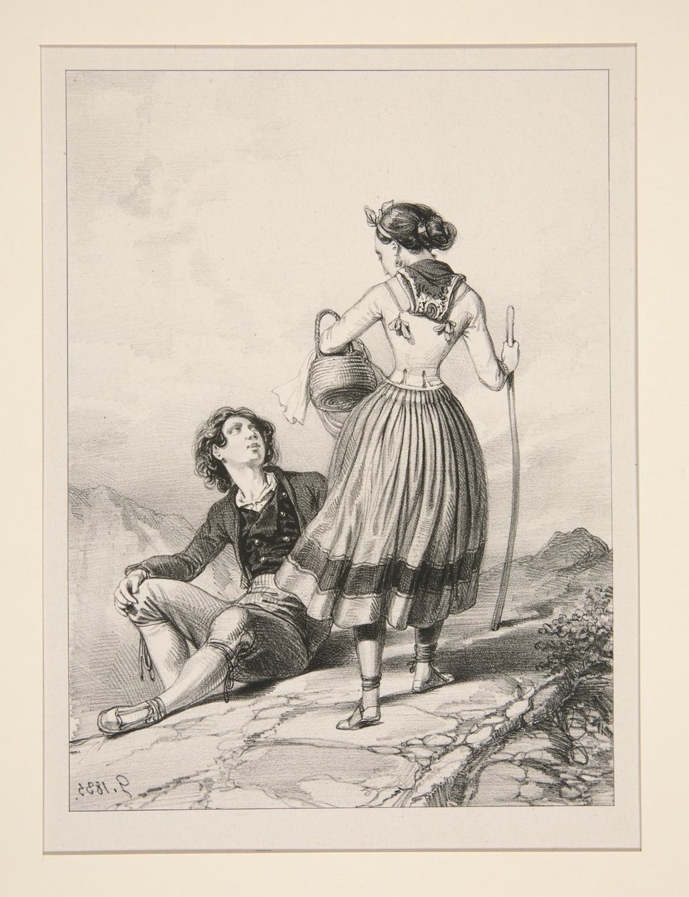 (Meeting on the Mountain.) by Paul Gavarni