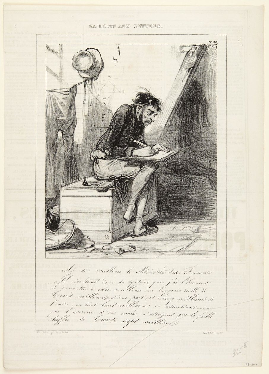 No. 30 of the series: “La Boîte aux lettres” from Le Charivari by Paul Gavarni