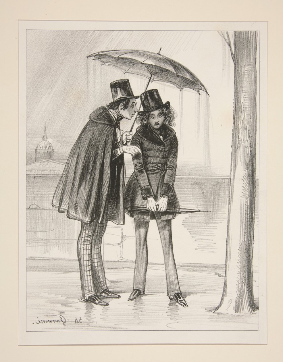 At the Terrace by the Water... - I have a meeting here, my dear, with a charming woman!... by Paul Gavarni
