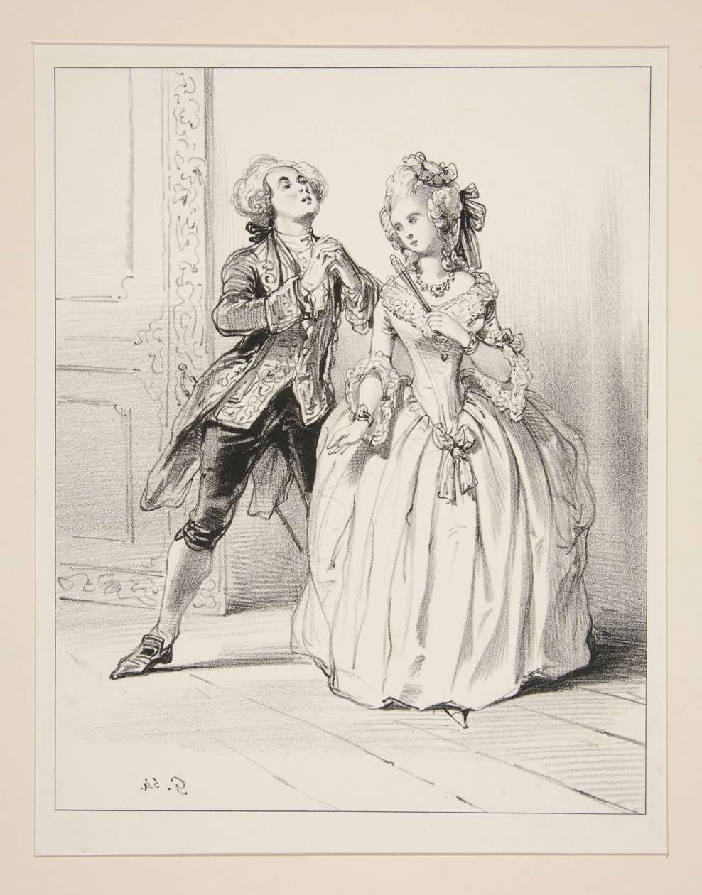 Elize (sic) (tenderly) Do you love me, marquis?... by Paul Gavarni