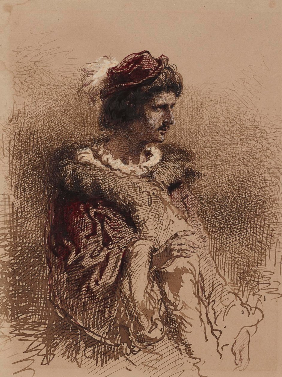 Half-length Male Figure in Sixteenth-century Costume by Paul Gavarni