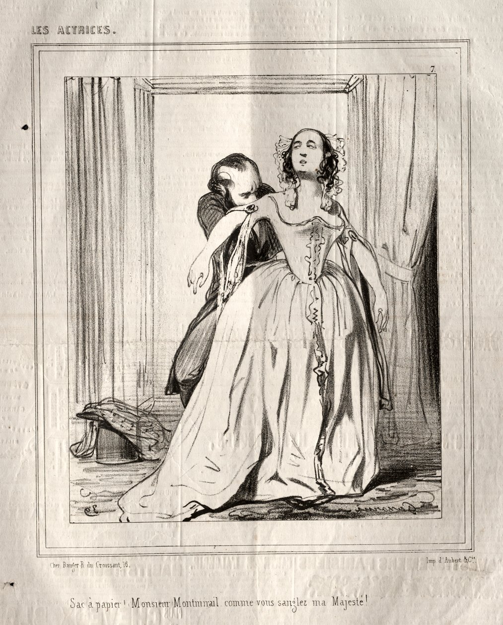 The Actresses: Paper Bag! Monsieur Montmirail, How You Strap My Majesty! by Paul Gavarni