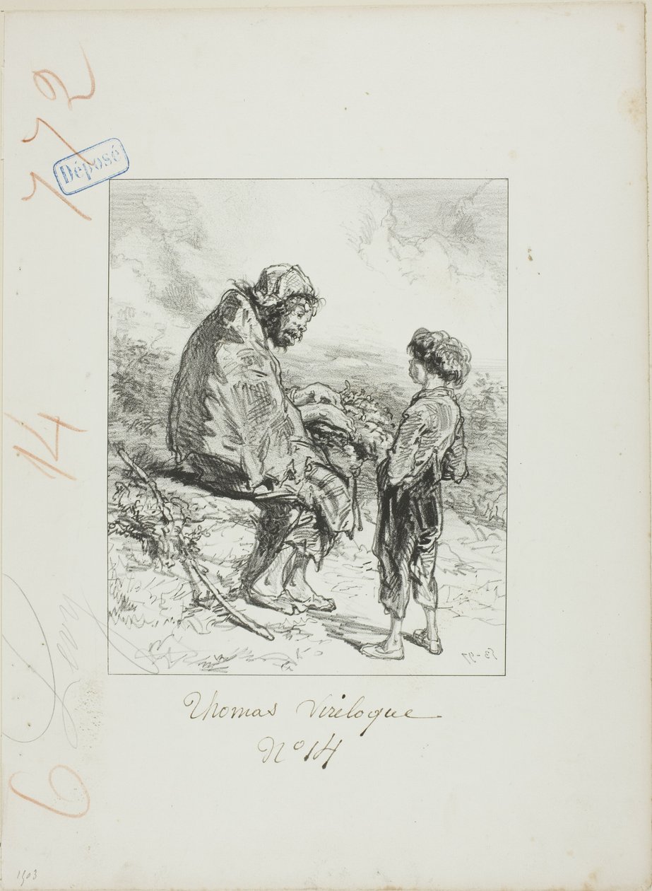 Les Propos de Thomas Vireloque: Not taught anything?-yet stupid already by Paul Gavarni