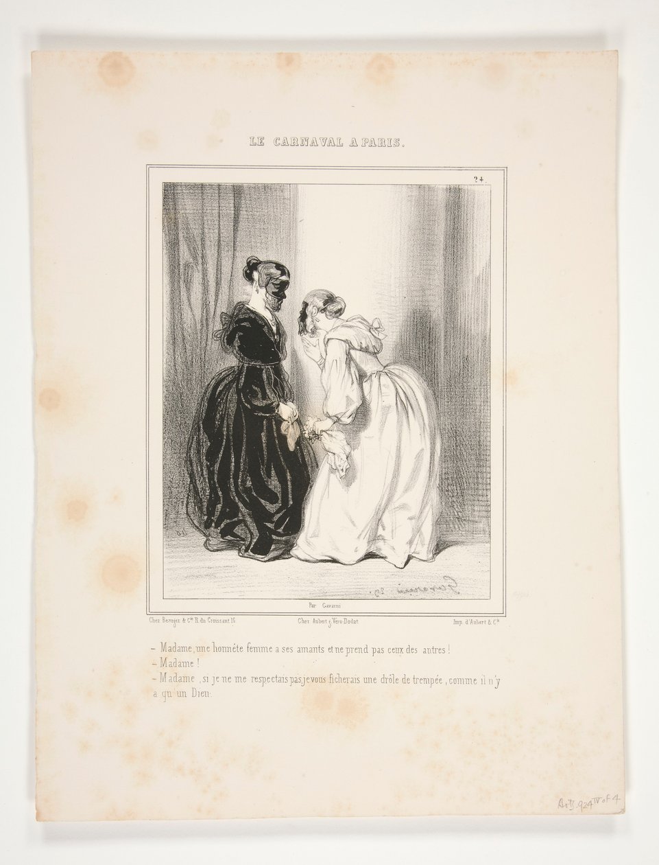 Madam, an Honest Woman Has Her Lovers (sic), and Does Not Take Those of Others! by Paul Gavarni